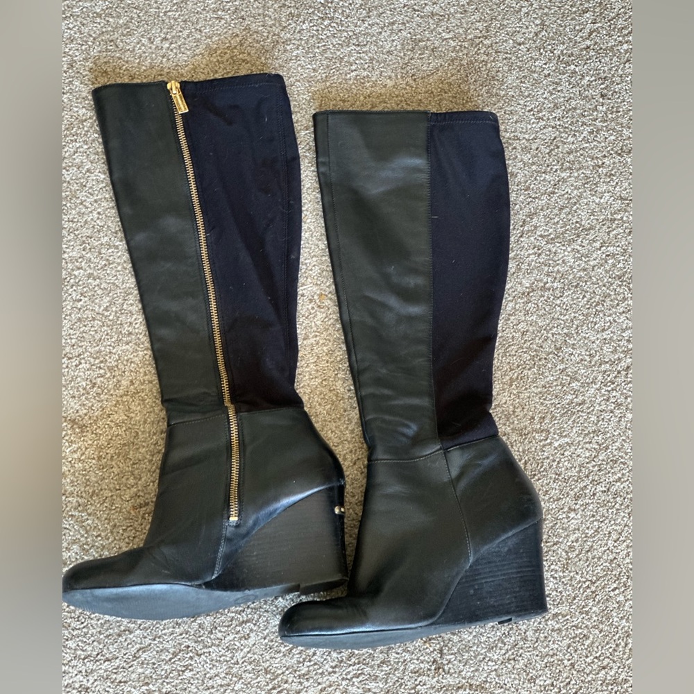 Michael Kors tall zip wedge boot size 8